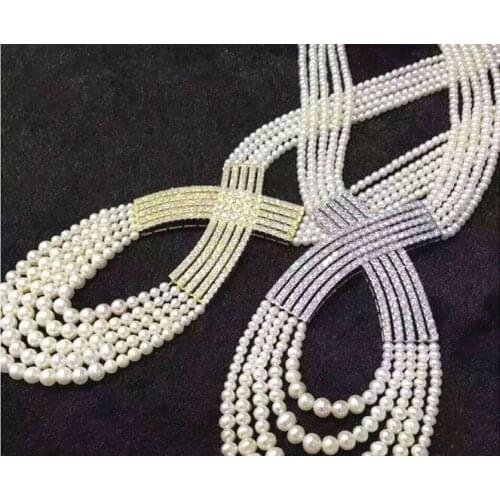 Fine Pearl Jewelry Shell Pearl Choker Necklace For Women 5 Layers Princess Style Noble and Elegant