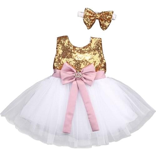 Sequins Newborn Toddler Kids Princess Dress Sleeveless Tutu Ball Gown Bow Formal Pageant Party Vestido Clothes 0-10Y