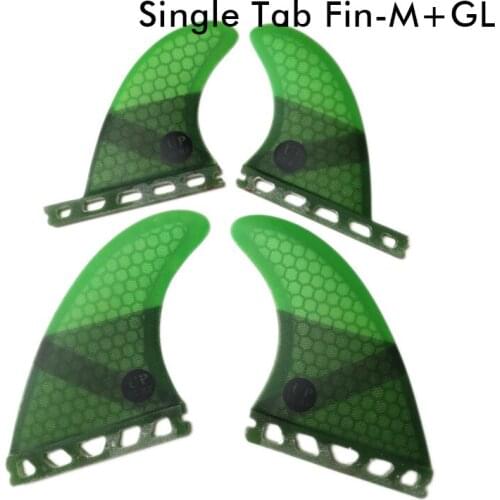 Future G5+GL fins Quad-Fins Honeycomb Fiberglass surfboard fin 4 in per set Green color