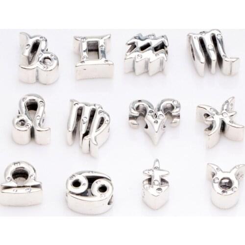 DoDoFly Genuine 925 sterling silver Fashion twelve constellation charms fit original bracelet DIY Jewelry