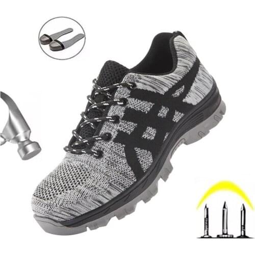 Casual Breathable Mens Work Safety Shoes Anti-smashing and Widening European Standard Steel Toe Anti-collision Protective Shoes