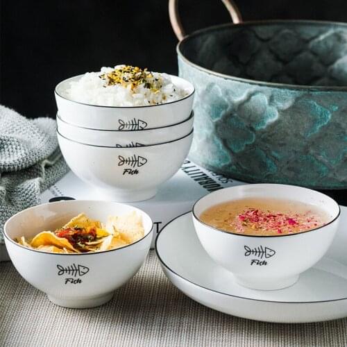 Simple household ceramic rice bowl single lovely eating bowl creative small soup bowl small bowl tableware set
