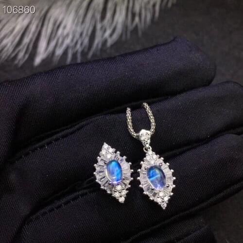 Recommended by the owner Natural moonstone set, the latest product, blue moonstone ring necklace. 925 silver