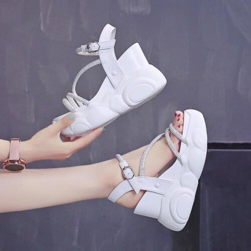 Woman Wedges Fashion Rhinestone Sandal Women Chunky Platform Sandals Ladies Summer Peep Toe Beach Casual Shoes
