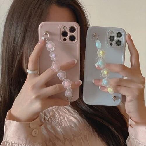 Korea ins Flower bracelet wrist chain soft Silicone phone case for iphone 12 Pro Max MiNi 11Pro Max XR X XS Max 7 8 plus SE 2020