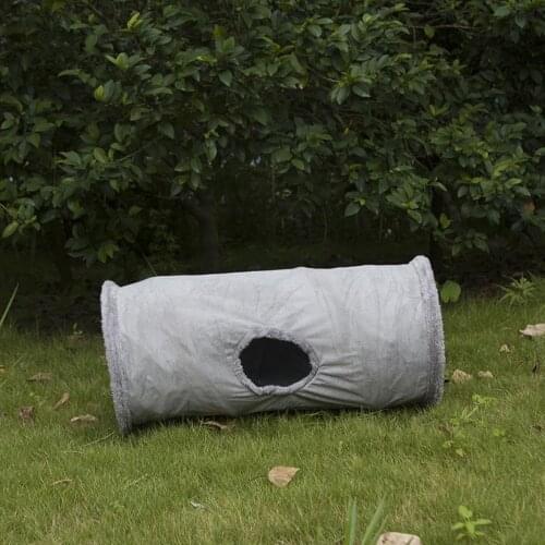 Pet Collapsible Cat Tunnel, Cat Toys Play Tunnel Durable Suede Hideaway Pet Crinkle Tunnel with Ball,12 inch Diameter
