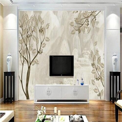 Modern Creative 3D Wallpapers for Living Room Home Decor Wall Murals Wallpapers Marble Light Grey Tree Photo Wall Papers Nature