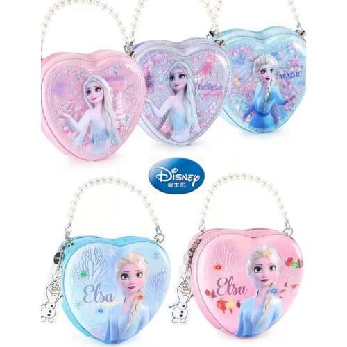 Disney Frozen Handbag Messenger Bag For Girl Children PU Fashion Glitter Magnetic Button Bags Age 2-6 Years Lovely Birthday Gift