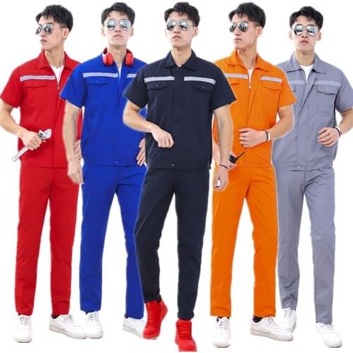 SummeWorker clothing workwear clothes set Cleaners workmen Factory uniform Wear-resistant Repairman Auto car workshop reflective