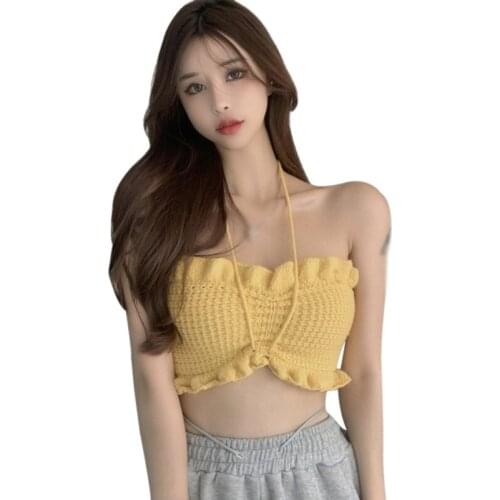 DAXIN Ladies Summer Knitted Crop Tops Tank Tops Female Streetwear Vest Slim Camisole blusas y camisas chemise femme