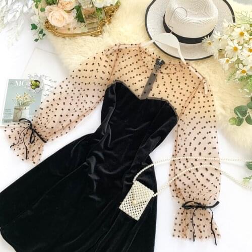 Women Sexy lace Dress Summer dress Lace Long Sleeve Mini Dresses Female Lace Beach Sundress Gothic