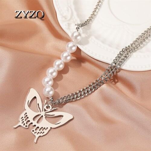 ZYZQ Fashion Hollow Butterfly Necklace Chain For Women Best Quality Punk Party Pendant Choker Jewelry Gifts Wholesale