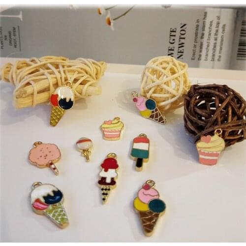 10pcs Oil Drop Ice Cream Metal Charms Popsicle Enamel Charms Pendants Fit DIY Jewelry Accessories Earrings Bracelet Floating