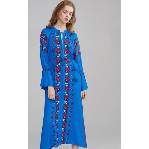 2020 summer new Korean fashion womens dress bohemian travel retro ethnic style embroidery tassel holiday beach long dress