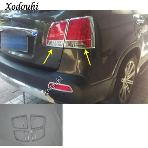 For Kia Sorento L 2009 2010 2011 2012 Car Body Rear Tail Back Light Lamp Detector Frame Stick Chrome ABS Cover Trim Switch 4pcs