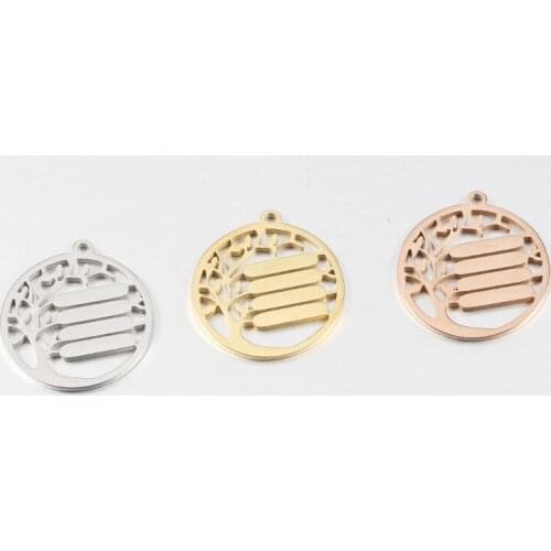 5pcs/Lot Real Stainless Steel Mirror Polish Tree Charms Pendants for DIY Jewelry Making Accessories