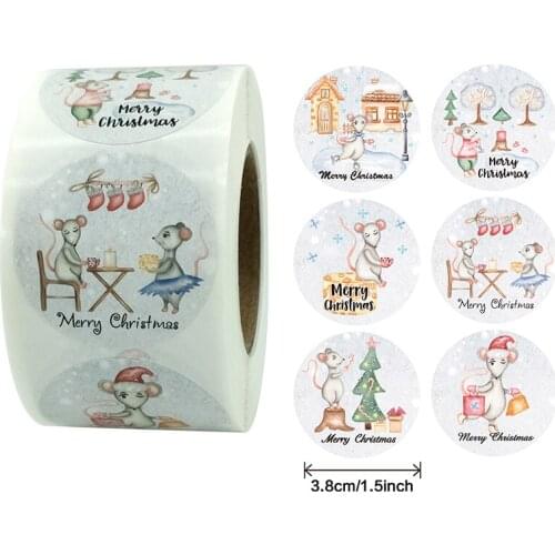 500Pcs/Roll Merry Christmas Stickers 3.8cm Round Sealing Stickers Christmas Party Scrapbooking Envelopes Seal Labels Stationery