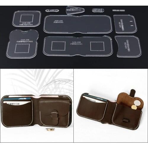 1 sets of acrylic womens short wallet, wallet, leather template DIY hand crafted leather craft sewing tool 11.5*9.5*1.8cm