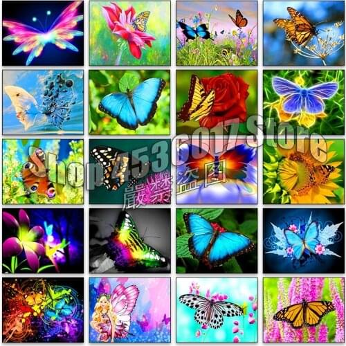 Flowers and butterflies 5d Diy Diamond Painting Cross Stitch Diamond Embroidery Picture Mosaic Full Home Decor Christmas Gifts
