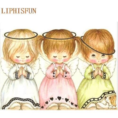 Diamond Painting Cross Stitch Full Square Round Picture of Rhinestone DIY Mosaic Embroidery Angel New Year Gift