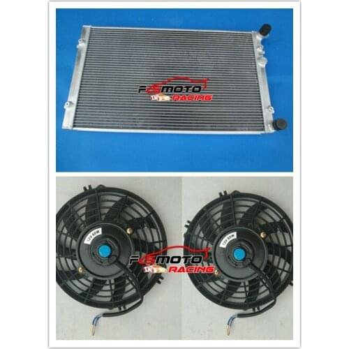All Aluminum Racing Radiator +2PCS FANS For Fit VW Golf MT Turbo MK4 Dual Pass 1999-2002 00 01