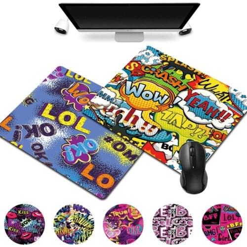 Antibacterial Home Office Computer Portable Mouse Mat Small 25x21cm Graffiti Art Pattern Print Series Smooth Gaming Mousepad