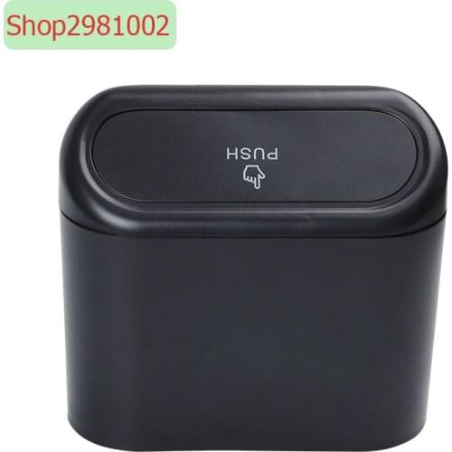 Car Trash Bin Hanging Vehicle Garbage Dust Case Storage Box Black Abs Square Pressing Type Trash Can Auto Interior Accessories