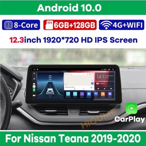 12.3" 8Core Android 10 Car Multimedia Player Radio GPS Navigation for Nissan TEANA 2019 2020 CarPlay WiFi 4G BT Touch Sceen