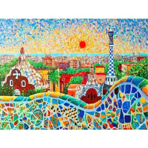 Color city Cross Stitch Embroidery Kits scenery Cotton Thread Painting Diy Needlework Dmc New Year Home Christmas Gift