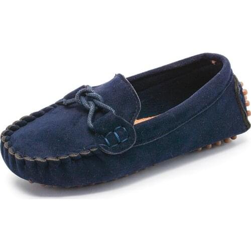 Kids Flat Shoes Boys Loafers Girls Moccasins Solid Color Soft Bottom Children Casual Leathe Breathable Baby Shoes Spring Eu21-35