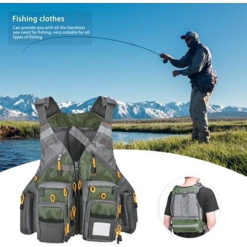 Breathable Fishing Vest Multi-pocket Swimming Adjustable Vest Floating Material Multi-webbing Classic Fishing Suit
