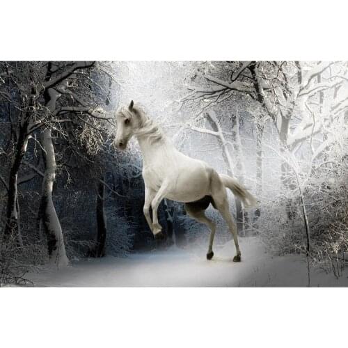 Photo wall murals wallpaper Snow landscape horse wallpapers background 3d stereoscopic wallpaper