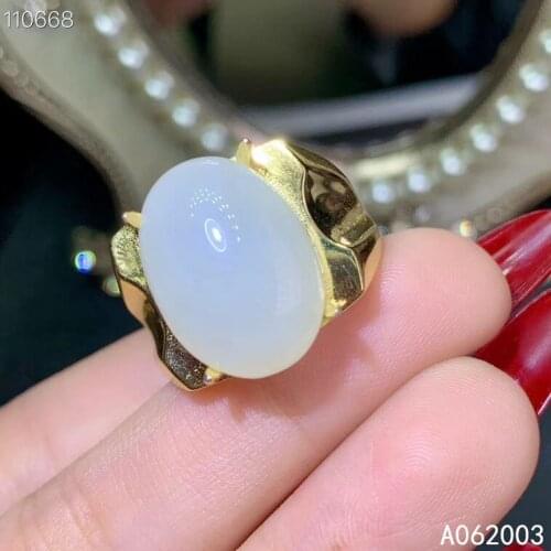 KJJEAXCMY fine jewelry 925 sterling silver inlaid natural white jade new men ring luxury Support Detection