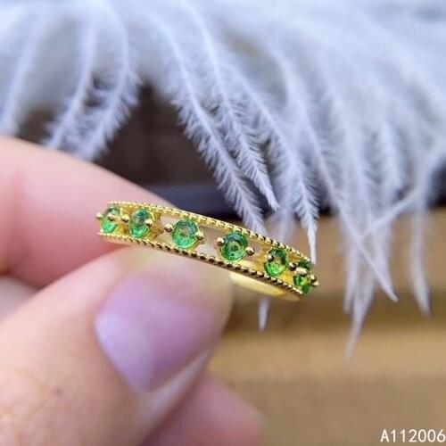 KJJEAXCMY fine jewelry 925 sterling silver inlaid natural Tsavorite ring popular delicate female ring support testing