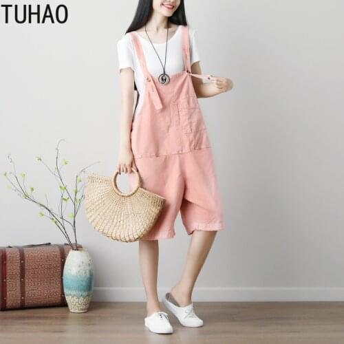 TUHAO Mori Girl Wide Leg Bib Overalls Baggy Suspenders Drop Crotch Pants Plus Size Jean Jumpsuit Boyfriends Cowboy Rompers LLJ