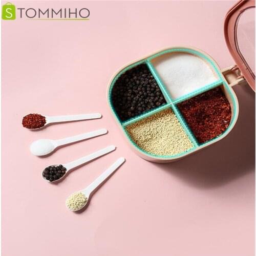 STOMMIHO Kitchen Organizer Storage Boxes Jar Sugar Salt Bottle Kitchen Supplies Grid Storage Seasoning Box Spice Container