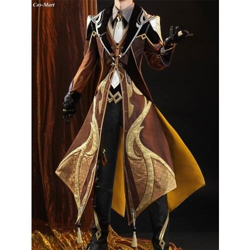 Hot Game Genshin Impact Zhongli Cosplay Costume Rex Lapis Morax Battle Uniform Male Activity Party Role Play Clothing S-XL New