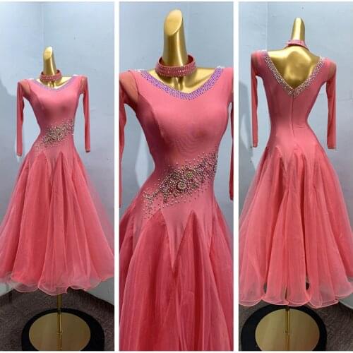 GOODANPAR 2020 Costume ballroom dance dress for woman long sleeves practice clothes standard dancewear Built-in Bra standard dre