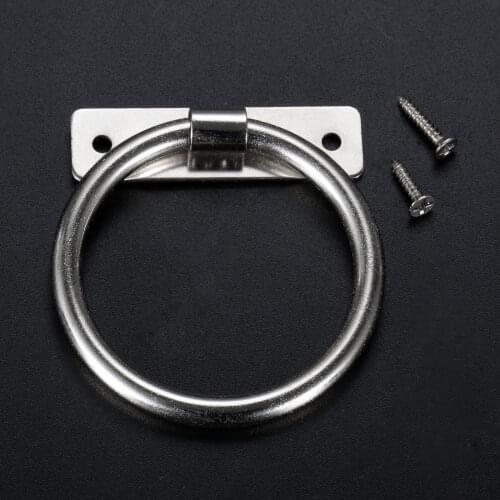 Round Ring Silver Handle Furniture Door Pull Cabinet Knob w/screws Dresser Drawer Vintage Jewelry Box58*53mm Zinc Alloy Kitchen