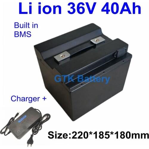 Lithium 36v 40Ah li-ion High power scooter BMS Battery Pack for ebike Motor Solar wind Energy ups system + 5A charger