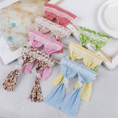 Cute Dollhouse Miniatures Lattice and Lace Pink Cotton Curtain for 1/12 Scale Dolls House Bedroom Furniture Decor Acc