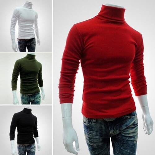 Mens Turtleneck Sweaters and Pullovers Men Autumn Solid Color Long Sleeve Knitted Slim Bottoming Shirt Fashion Men Pullover 2020