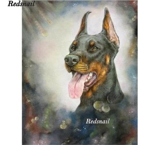 Square round drill diy diamond painting Doberman Pinscher 5d rhinestone embroidery animal pet mosaic painting by numbers EE347