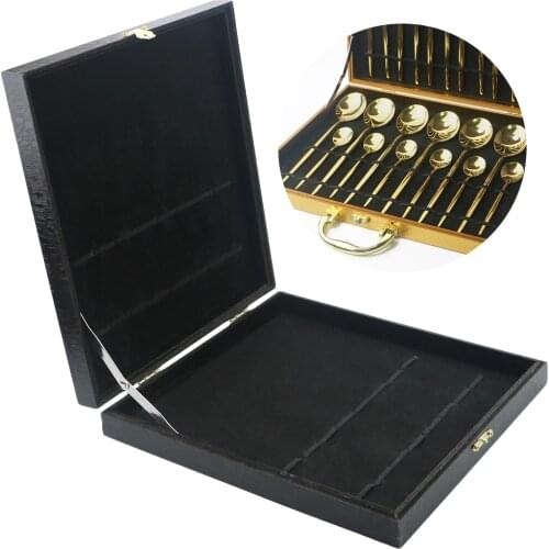 Tableware Box For 16/24 Pcs Dinnerware Set Antioxidative Wooden Gift Box Cutlery Collection Case Gold Black Silver Storage Box