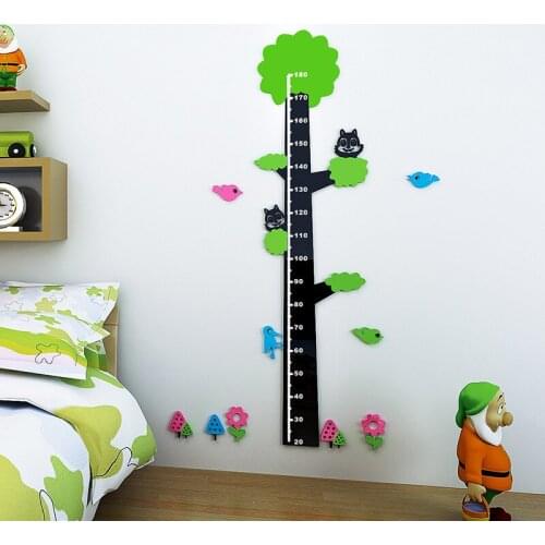 Big tree childrens height sticker Acrylic 3d self-adhesive wall sticker Childrens room living room cartoon creative decoration