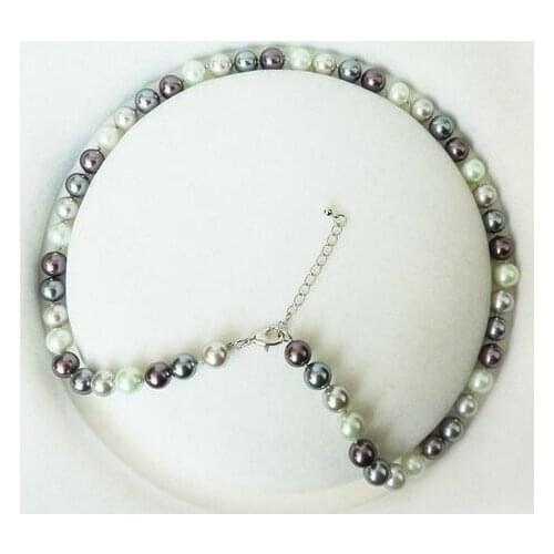 Natural AAA + 8mm Round Mix Color South Sea Shell Pearl Imitation Necklace Fashion>>> free shipping