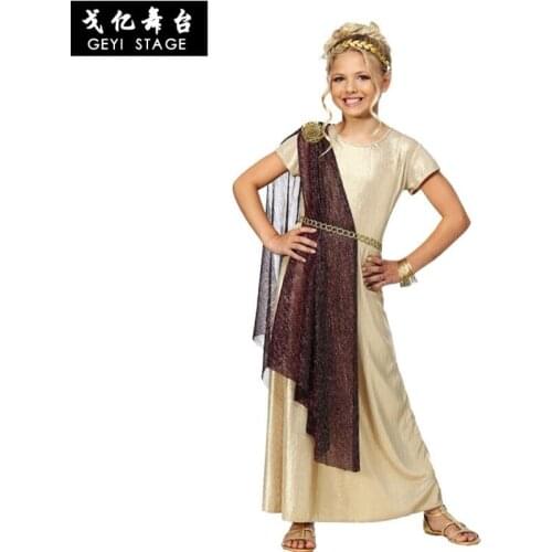 New cosplay Halloween party dress stage performance attire atenary ball princess from the ancient Roman role paly to the kid kid