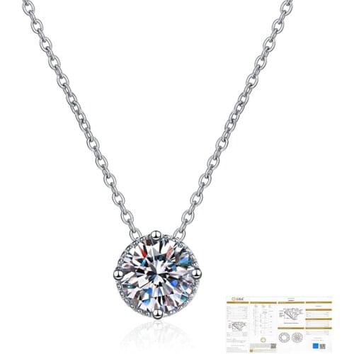 925 Silver 0.5ct/1ct/2ct F color Moissanite VVS Engagement Elegant Wedding Pendant Necklace for Women Anniversary Gift