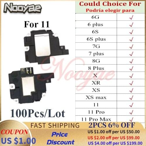 Tested For Iphone 6 6G 6S 7 7G 8 8G Plus X XR XS 11 Pro Max Buzzer Ringer Loud Speaker Loudspeaker Flex Cable Board 100pcs/lot