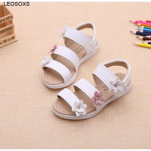 Girls' Sandals Three Flowers Roman Shoes Fashion 2021 Summer New Childrens Beach Lightweight Non-slip Baby Shoes